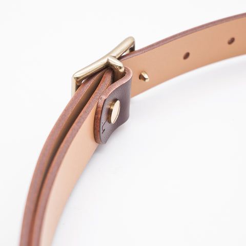 OGL Belt Obbies Square Buckle Leather Belt Hand-Dyed Brown