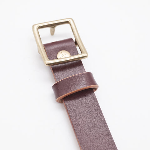 OGL Belt Obbies Square Buckle Leather Belt Hand-Dyed Brown