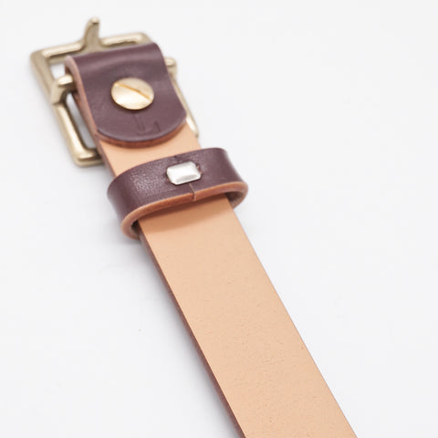 OGL Belt Obbies Square Buckle Leather Belt Hand-Dyed Brown
