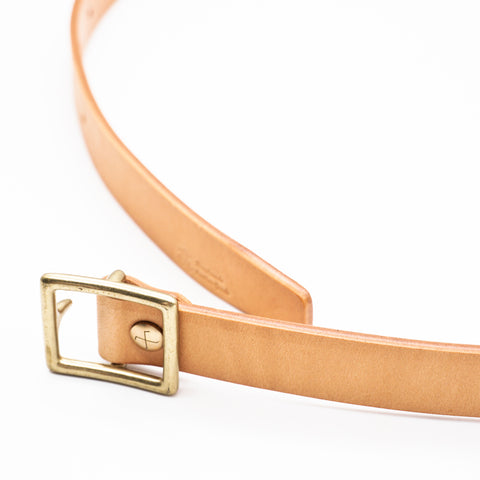 OGL Obbies Square Buckle Leather Belt Natural handmade full-grain leather brass buckle