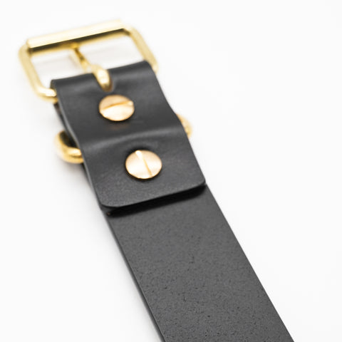 OGL Belt Roller-Buckle Leather Belt Full-Dyed Black