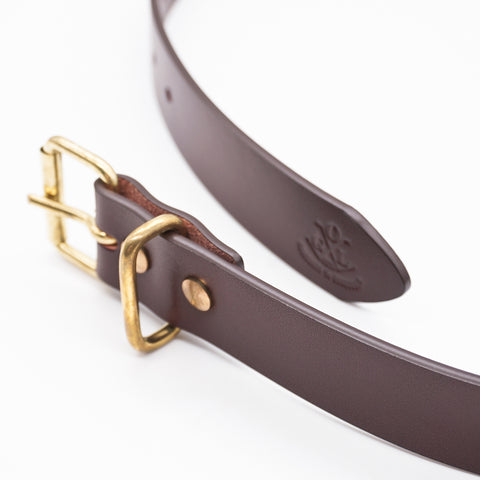 OGL Roller-Buckle Leather Belt Full-Dyed Tan handmade full-grain leather tea-core solid brass buckle