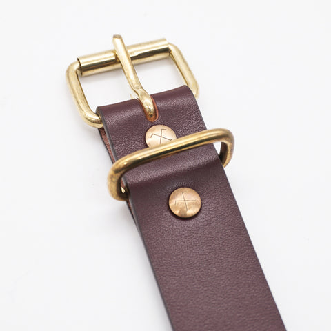 OGL Roller-Buckle Leather Belt Full-Dyed Tan handmade full-grain leather tea-core solid brass buckle