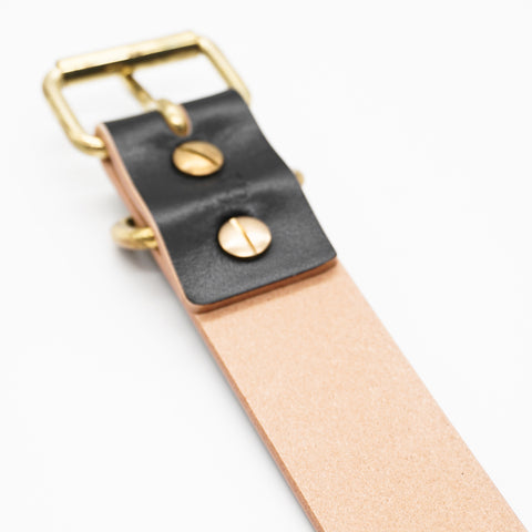 OGL Belt Roller-Buckle Leather Belt Hand-Dyed Black