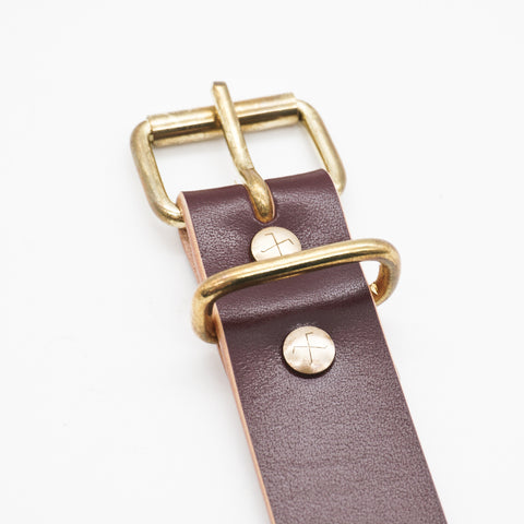 OGL Belt Roller-Buckle Leather Belt Hand-Dyed Brown