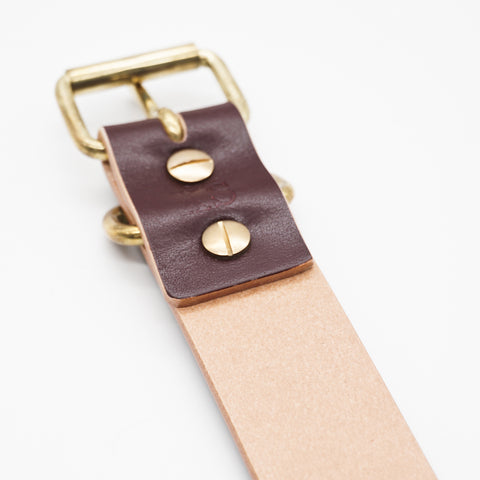OGL Belt Roller-Buckle Leather Belt Hand-Dyed Brown