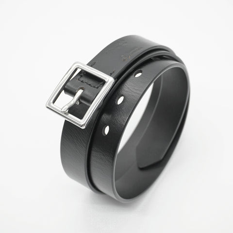 OGL Scout 125 Leather Belt Grainy Black handmade full-grain leather stainless steel buckle textured finish