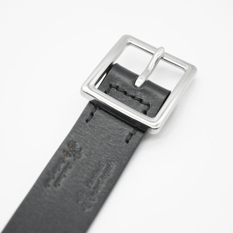 OGL Scout 125 Leather Belt Grainy Black handmade full-grain leather stainless steel buckle textured finish