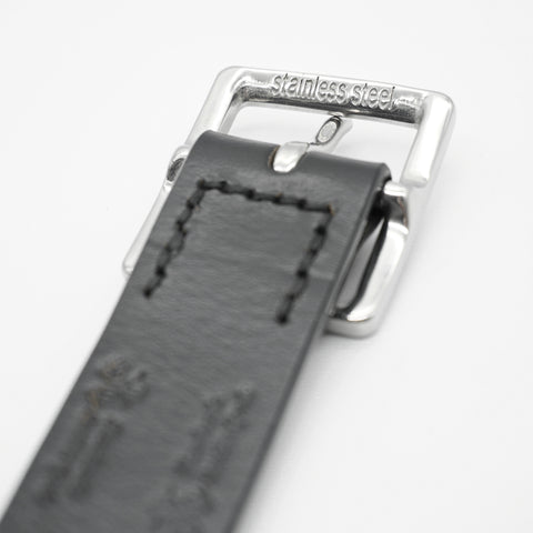 OGL Scout 125 Leather Belt Grainy Black handmade full-grain leather stainless steel buckle textured finish