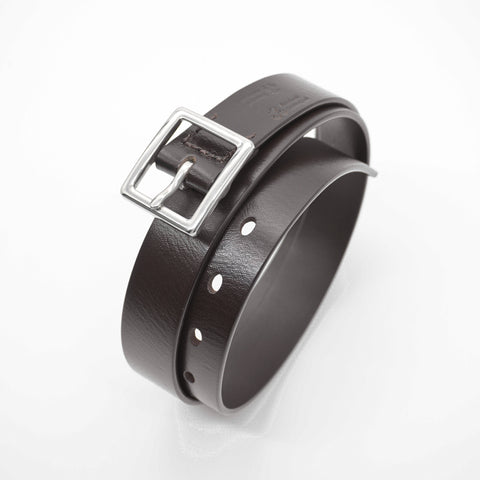 OGL Scout 125 Leather Belt Grainy Brown handmade full-grain leather stainless steel buckle textured finish