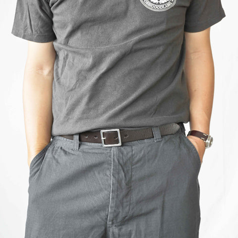 OGL Scout 125 Leather Belt Grainy Brown handmade full-grain leather stainless steel buckle textured finish