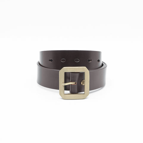 OGL Single-Prong Garrison Leather Belt Full Brown solid brass buckle, Durable Craftsmanship