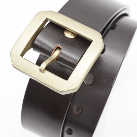 OGL Single-Prong Garrison Leather Belt Full Brown solid brass buckle, Durable Craftsmanship