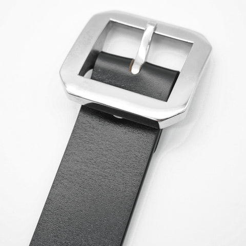 OGL Single-Prong Garrison Leather Belt Full-Dyed Black, Sleek Design with thick stainless steel buckle