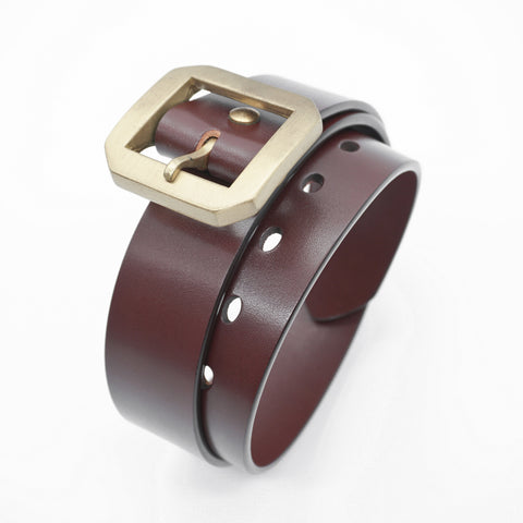 OGL Single-Prong Garrison Leather Belt Full-Dyed Tan solid brass buckle, Timeless Style