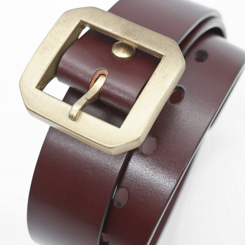 OGL Single-Prong Garrison Leather Belt Full-Dyed Tan solid brass buckle, Timeless Style