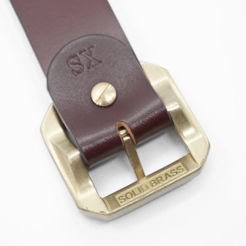 OGL Single-Prong Garrison Leather Belt Full-Dyed Tan showing solid brass buckle, Timeless Style