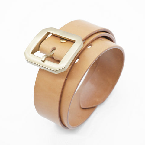 OGL Single-Prong Garrison Leather Belt Natural – Full-Grain Leather with solid brass buckle