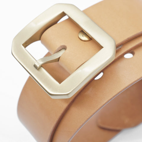OGL Single-Prong Garrison Leather Belt Natural – Full-Grain Leather with solid brass buckle