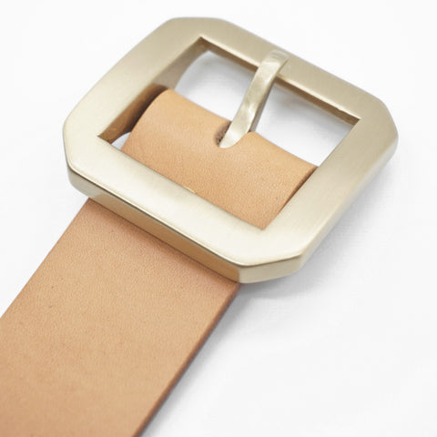 OGL Single-Prong Garrison Leather Belt Natural – Full-Grain Leather with solid brass buckle