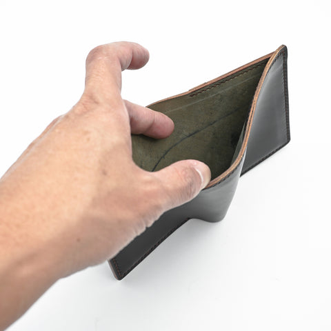 OGL BRAVE SHELL CORDOVAN DOMPET KULIT PENDEK HITAM (JAHIT TANGAN)