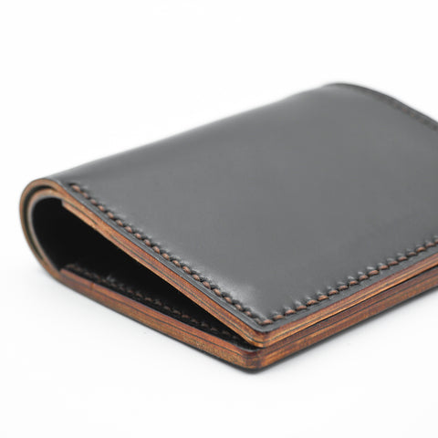 OGL BRAVE SHELL CORDOVAN SHORT LEATHER WALLET BLACK (HANDSTITCH)