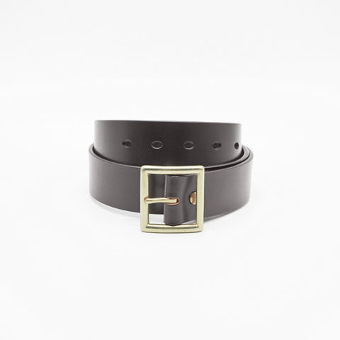 OGL Vintage 1.5 Leather Belt Full-Dyed Brown handmade full-grain leather solid brass buckle heritage
