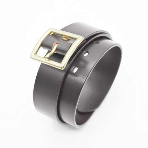 OGL Vintage 1.5 Leather Belt Full-Dyed Brown handmade full-grain leather solid brass buckle heritage