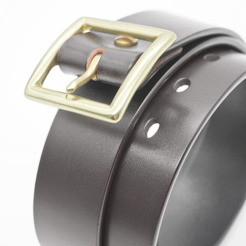OGL Vintage 1.5 Leather Belt Full-Dyed Brown handmade full-grain leather solid brass buckle heritage