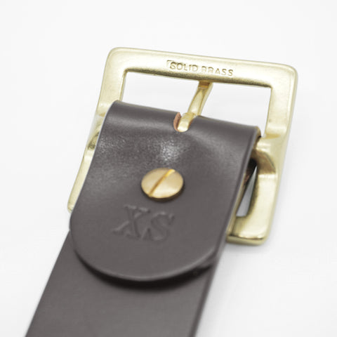 OGL Vintage 1.5 Leather Belt Full-Dyed Brown handmade full-grain leather showing solid brass buckle heritage
