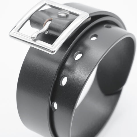 OGL Vintage 1.5 Leather Belt Full-Dyed Black handmade full-grain leather stainless steel buckle heritage