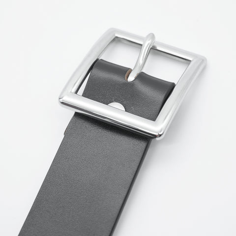 OGL Vintage 1.5 Leather Belt Full-Dyed Black handmade full-grain leather stainless steel buckle heritage