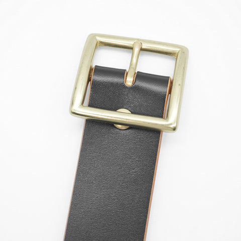 OGL Vintage 1.5 Leather Belt Hand-Dyed Black handmade full-grain leather solid brass buckle
