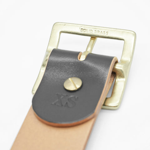 OGL Vintage 1.5 Leather Belt Hand-Dyed Black handmade full-grain leather showing solid brass buckle