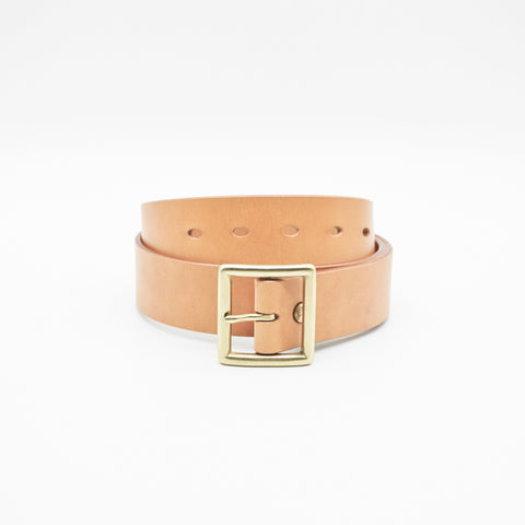 OGL Vintage 1.5 Leather Belt Natural handmade full-grain leather solid brass buckle