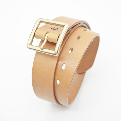 OGL Vintage 1.5 Leather Belt Natural handmade full-grain leather solid brass buckle