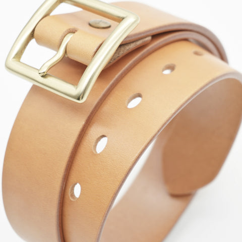OGL Vintage 1.5 Leather Belt Natural handmade full-grain leather solid brass buckle