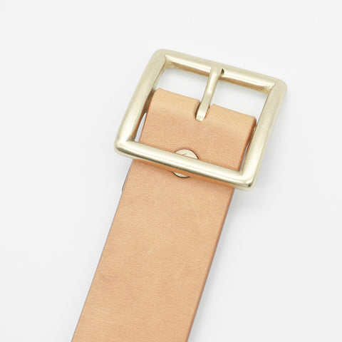OGL Vintage 1.5 Leather Belt Natural handmade full-grain leather solid brass buckle