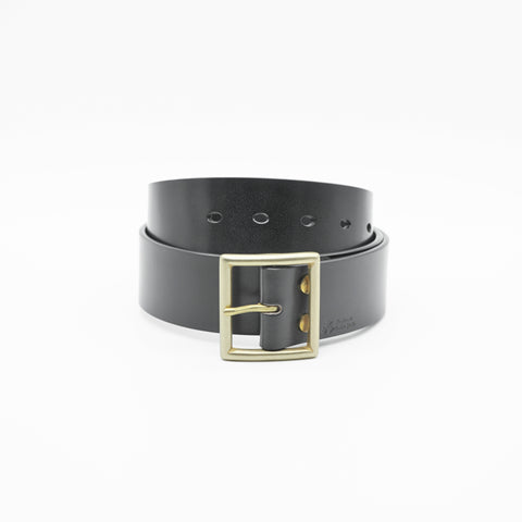 OGL Vintage 1.75 Leather Belt Full-Dyed Black handmade full-grain leather solid brass buckle heritage