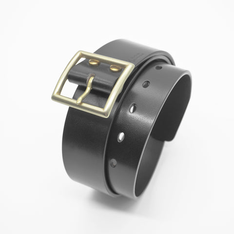 OGL Vintage 1.75 Leather Belt Full-Dyed Black handmade full-grain leather solid brass buckle heritage