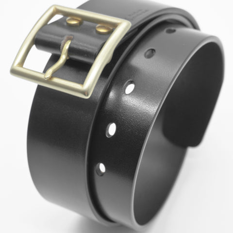 OGL Vintage 1.75 Leather Belt Full-Dyed Black handmade full-grain leather solid brass buckle heritage