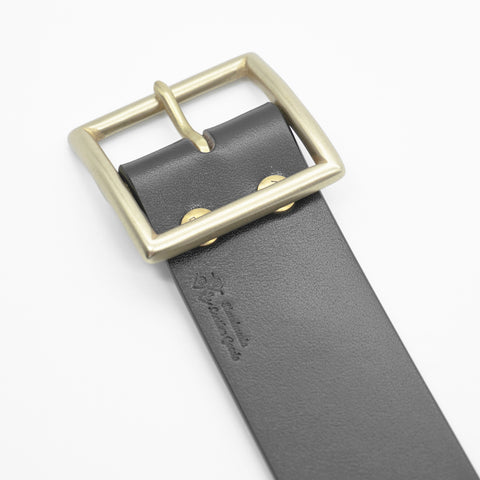 OGL Vintage 1.75 Leather Belt Full-Dyed Black handmade full-grain leather solid brass buckle heritage
