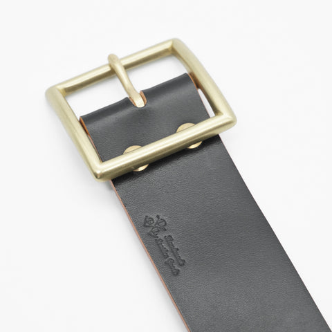 OGL Vintage 1.75 Leather Belt Hand-Dyed Black handmade full-grain leather wide solid brass buckle