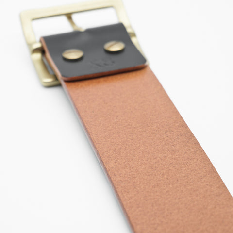 OGL Vintage 1.75 Leather Belt Hand-Dyed Black handmade full-grain leather wide solid brass buckle