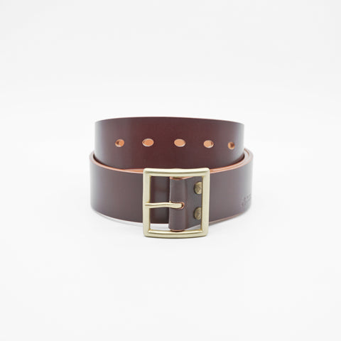 OGL Vintage 1.75 Leather Belt Hand-Dyed Brown handmade full-grain leather vintage wide solid brass buckle