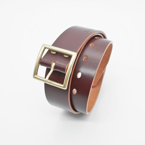 OGL Vintage 1.75 Leather Belt Hand-Dyed Brown handmade full-grain leather vintage wide solid brass buckle