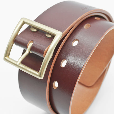 OGL Vintage 1.75 Leather Belt Hand-Dyed Brown handmade full-grain leather vintage wide solid brass buckle