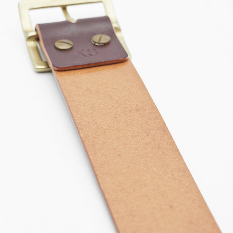 OGL Vintage 1.75 Leather Belt Hand-Dyed Brown handmade full-grain leather vintage wide solid brass buckle