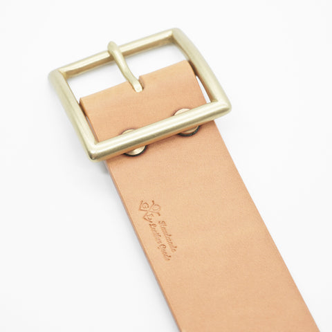 OGL Vintage 1.75 Leather Belt Natural handmade full-grain leather wide solid brass buckle