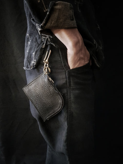 OGL Badalassi Zipper Leather Wallet Black